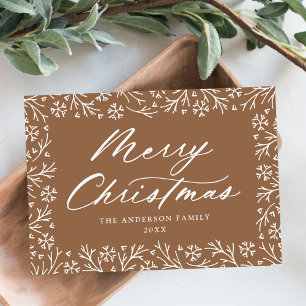 Elegant Snowflake Toffee Merry Christmas Non-Photo Holiday Card