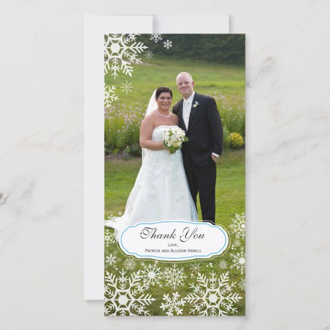 Elegant Snowflake Wedding Thank You (Front)