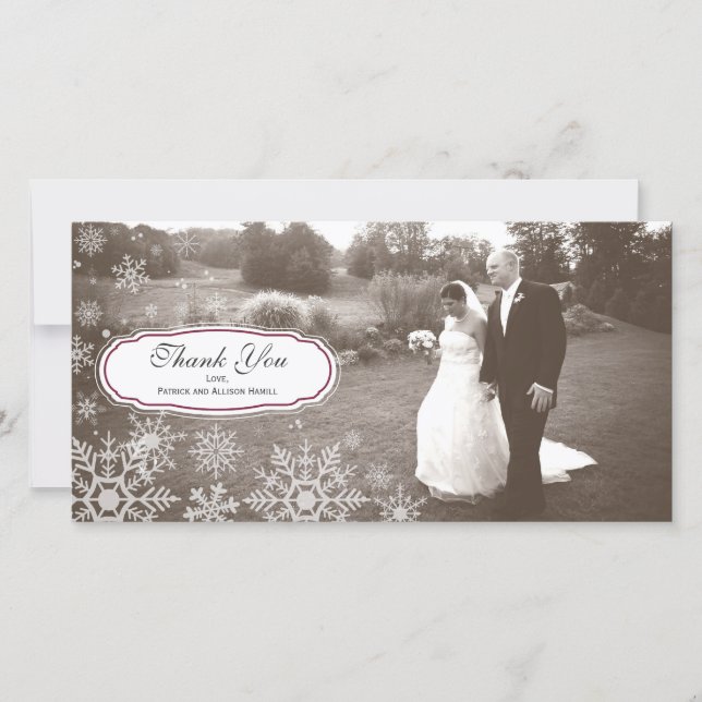 Elegant Snowflake Wedding Thank You (Front)