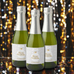 Elegant Snowflake White Ornament Christmas Mini Sparkling Wine Label<br><div class="desc">An elegant white Christmas tree ornament on a light grey background filled with snowflakes,  these mini sparkling wine bottle labels are fun for personalized gifts for the holidays. MATCHING items in our store.</div>