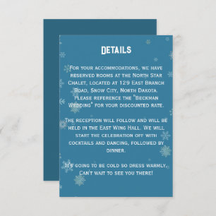 Elegant Snowflake Winter Blue Wedding Detail Enclosure Card