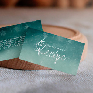 Elegant Snowflake Winter Bridal Shower Recipe  Enclosure Card