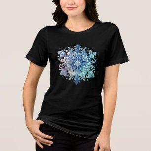 Elegant Snowflake Winter Cozy Poinsettia Day Tri-Blend Shirt