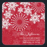Elegant Snowflakes 3 - holiday address label<br><div class="desc">Red holiday address labels</div>