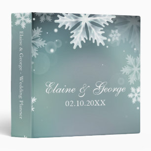 Elegant snowflakes Aqua winter Wedding Planner Binder