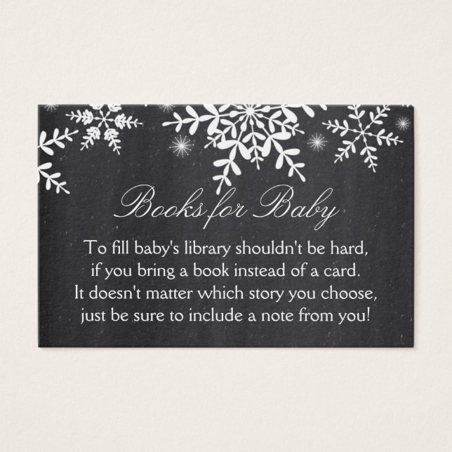 Elegant Snowflakes Baby Shower Bring a Book Card (Front)