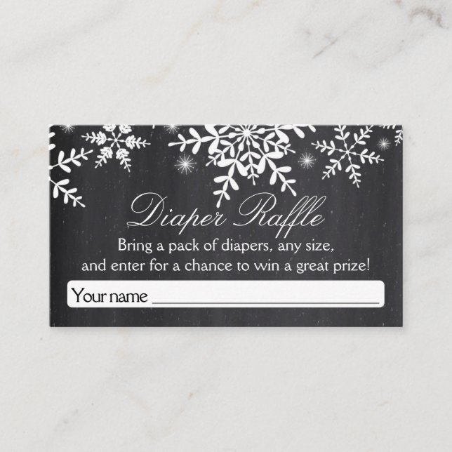 Elegant Snowflakes Baby Shower Diaper Raffle Ticke Enclosure Card (Front)