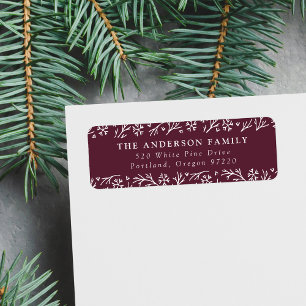 Elegant Snowflakes Berry Holiday Return Address