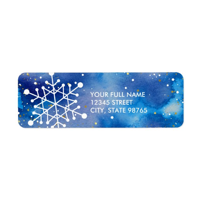 Élégant Snowflakes Blue Purple Aquarelle Adresse (Devant)