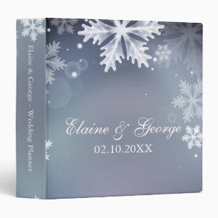 Elegant snowflakes Blue winter Wedding Planner Binder