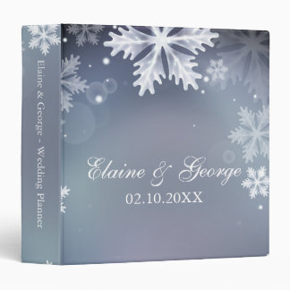 Elegant snowflakes Blue winter Wedding Planner Binder