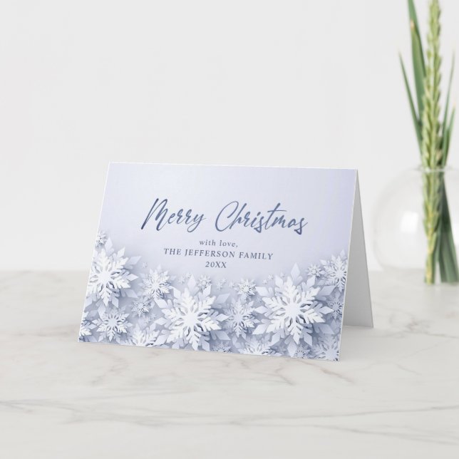Elegant Snowflakes Christmas Greeting Holiday Card (Front)