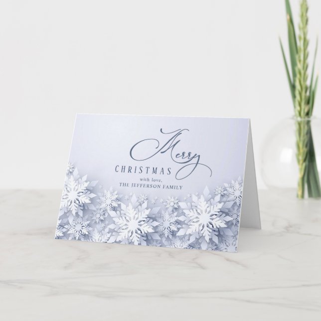 Elegant Snowflakes Christmas Greeting Holiday Card (Front)