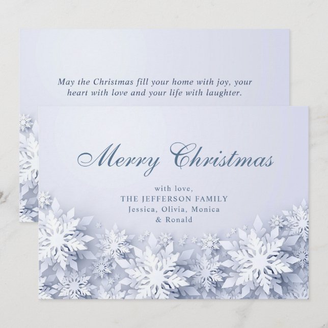 Elegant Snowflakes Christmas Greeting Holiday Card (Front/Back)