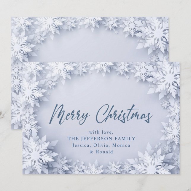 Elegant Snowflakes Christmas Greeting Holiday Card (Front/Back)