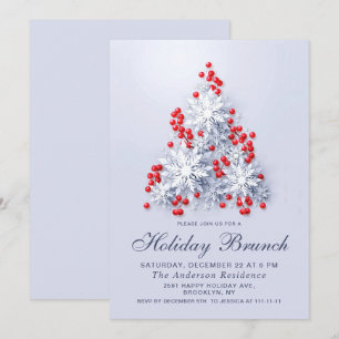 Elegant Snowflakes CHRISTMAS HOLIDAY BRUNCH Invitation