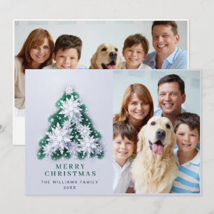 Elegant Snowflakes Christmas Tree Greeting 2 PHOTO Holiday Card