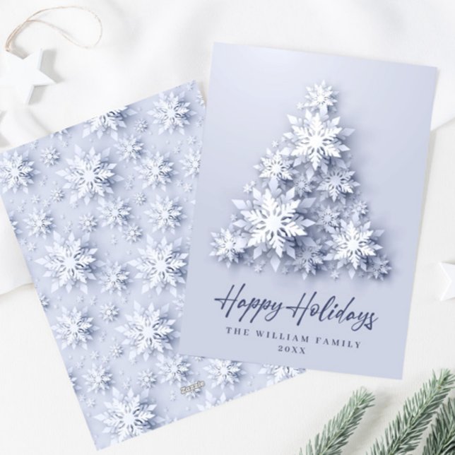 Elegant Snowflakes Christmas Tree Greeting Holiday Card (Creator Uploaded)