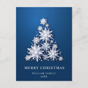 Elegant Snowflakes Christmas Tree Greeting Holiday Postcard