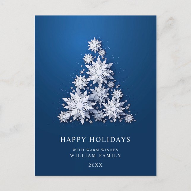 Elegant Snowflakes Christmas Tree Greeting Postcard (Front)