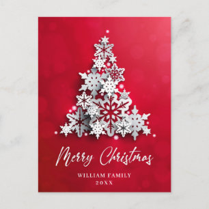 Elegant Snowflakes Christmas Tree Greeting Postcard