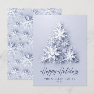 Elegant Snowflakes Christmas Tree Holiday Card
