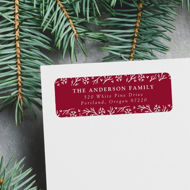Elegant Snowflakes Cranberry Return Address (Creator Uploaded)