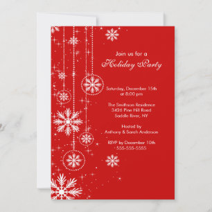 Elegant Snowflakes Holiday Party Invitation