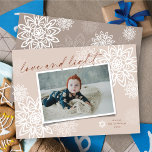 Elegant Snowflakes Love And Light Hanukkah Photo Holiday Card<br><div class="desc">Elegant White Winter Snowflakes Flower 'Love And Light' In Handwriting Script, Hanukkah Photo Card. The handwriting script and background can be changed to any colour of your choice. Designed / original artwork by fat*fa*tin. Easy to personalize with your own text message, name, year, photo, or image. More editing features are...</div>