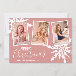 Elegant Snowflakes Merry Christmas Custom Photo Holiday Card