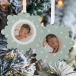 Elegant Snowflakes Mint Baby's First Christmas Ornament Card<br><div class="desc">Celebrate your baby's first Christmas with friends and family with our Elegant Mint Green and White Snowflake baby's first Christmas ornament card. The front of the card displays your baby's photo encircled by a white frame with a light mint green and white snowflake patterned background. Personalize the front of the...</div>