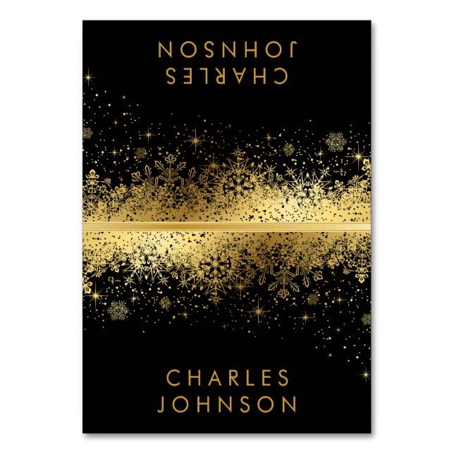 Élégant Snowflakes noir & or | Cartes (Par défaut)