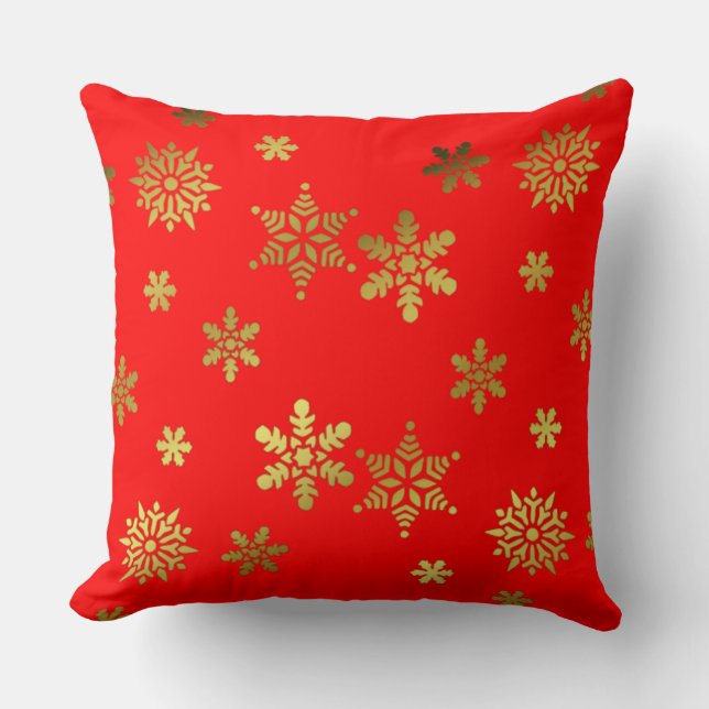 Elegant Snowflakes Pattern Gorgeous Christmas Throw Pillow (Front)