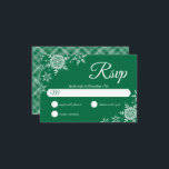 Elegant Snowflakes Plaid Dark Green Wedding RSVP Card<br><div class="desc">This wedding design features elegant snowflakes on the front and a classic plaid pattern on the back. Click the customize button for more flexibility in modifying the text. Variations of this design, different paper types, as well as coordinating products are available in our shop, zazzle.com/store/doodlelulu. Contact us if you need...</div>