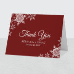 Elegant Snowflakes Plaid Dark Red Wedding Thank You Card<br><div class="desc">This wedding design features elegant snowflakes on the front and a classic plaid pattern on the back. Click the customize button for more flexibility in modifying the text. Variations of this design, different paper types, as well as coordinating products are available in our shop, zazzle.com/store/doodlelulu. Contact us if you need...</div>