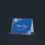 Elegant Snowflakes Plaid Deep Blue Wedding Thank You Card<br><div class="desc">This wedding design features elegant snowflakes on the front and a classic plaid pattern on the back. Click the customize button for more flexibility in modifying the text. Variations of this design, different paper types, as well as coordinating products are available in our shop, zazzle.com/store/doodlelulu. Contact us if you need...</div>