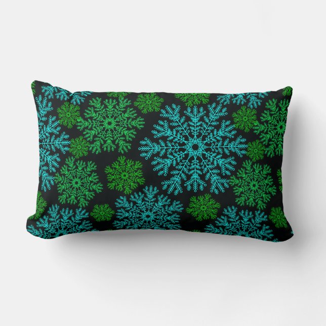 Elegant Snowflakes Winter Holiday Pattern Lumbar Pillow (Front)