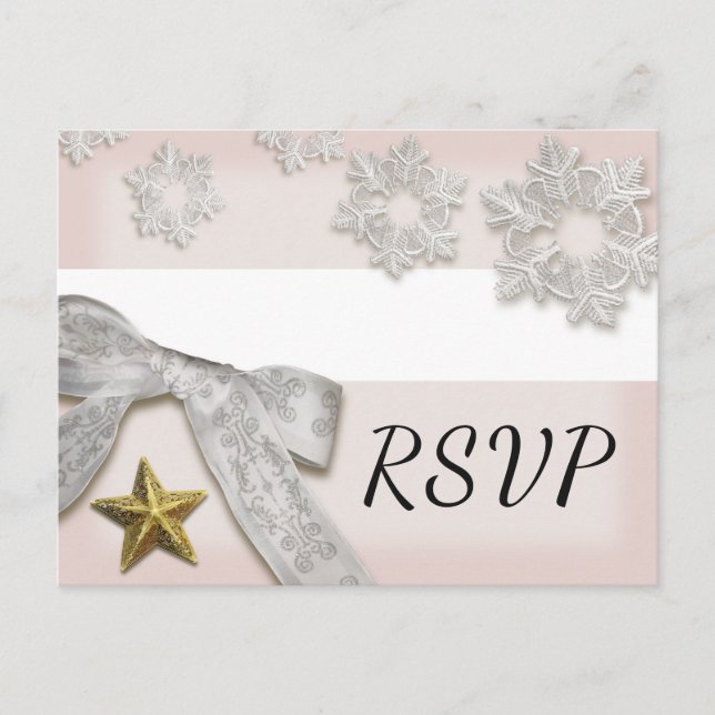 Élégant Snowflakes Winter Wedding Carte postale RS (Devant)