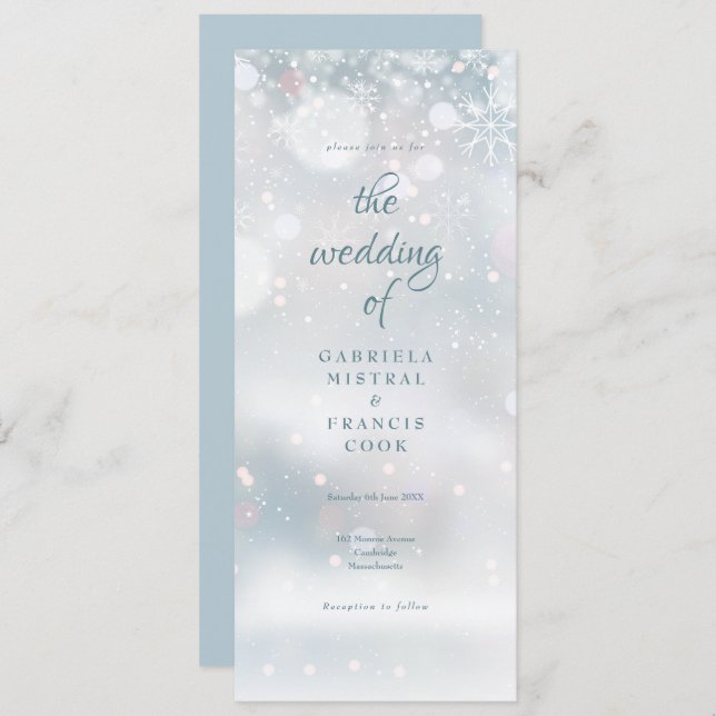 Elegant Snowflakes Winter Wedding Invitation (Front/Back)