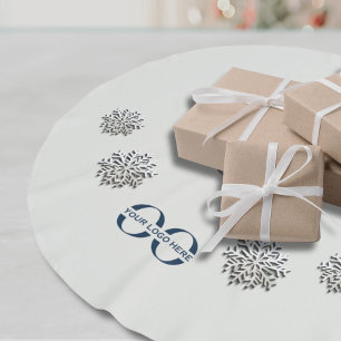 Elegant Snowflakes with Custom Logo Brushed Polyester Tree Skirt
