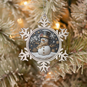 Elegant Snowman Christmas Ornament