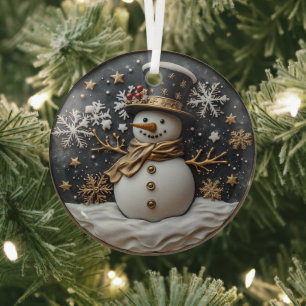 Elegant Snowman Christmas Ornament