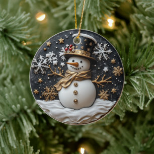 Elegant Snowman Christmas Ornament
