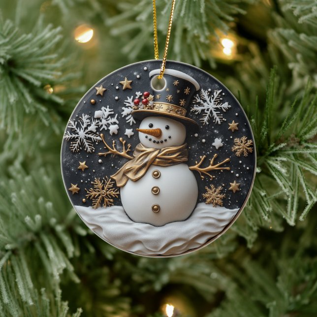 Elegant Snowman Christmas Ornament (Tree)