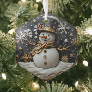 Elegant Snowman Christmas Ornament