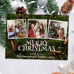 Elegant Snowman Joy Christmas Family Photo Collage Foil Holiday Card<br><div class="desc">Elegant Snowman Joy Christmas Family Photo Collage</div>