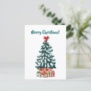 Elegant Snowy Christmas Tree Postcard