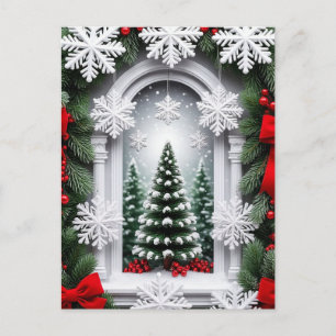 ❄️ Elegant Snowy Christmas Tree Scene 🎄 Winter Postcard
