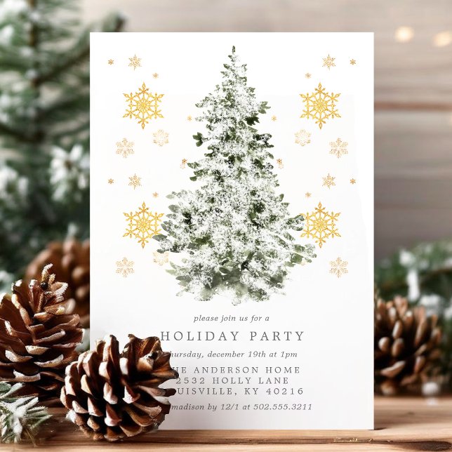 Elegant Snowy Pines Holiday Party Invitation (Creator Uploaded)