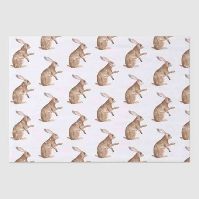 Elegant Snowy Winter Animals Hare Rabbit Tissue Paper (Front)